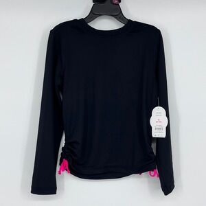 NWT Wonder Nation Girls Black Long Sleeve Rash Guard UPF 50+ Quick Dry S 6-6X